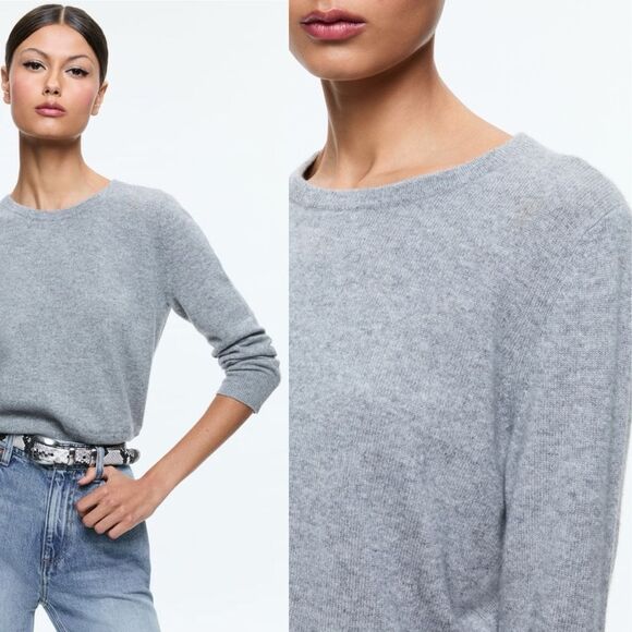 ALICE + OLIVIA NWT Size XS Carolann Shrunken Pullover Heather Grey Sweater Gray - Picture 2 of 10